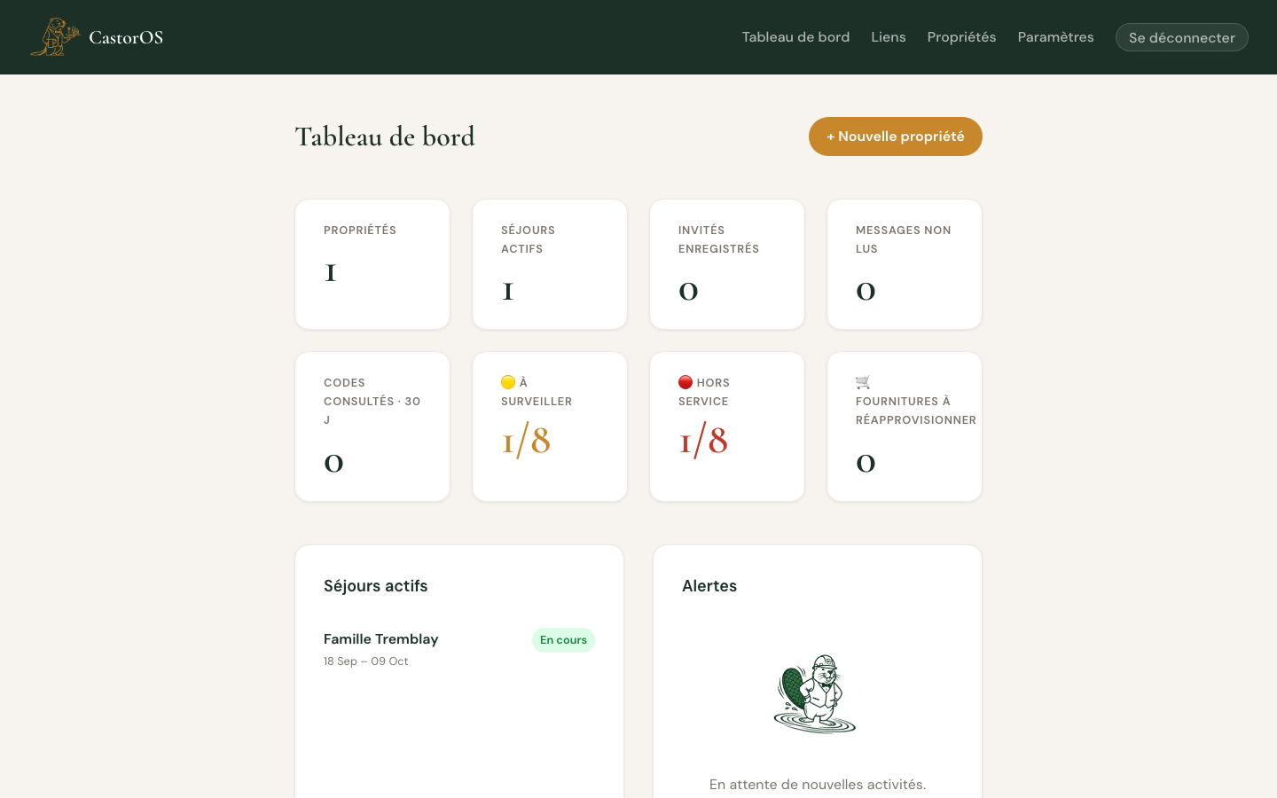 Tableau de bord CastorOS