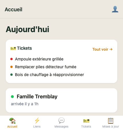 Aujourd'hui, dans l'application mobile hôte